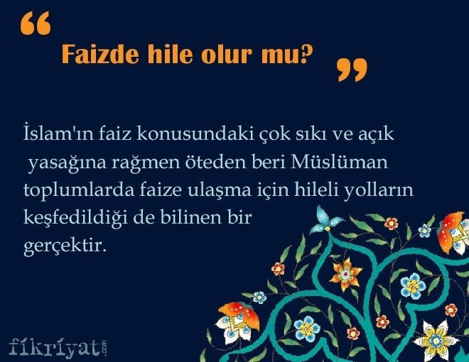 Faizde hile olur mu?