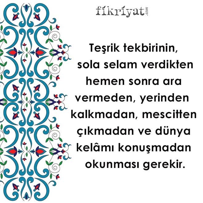 Teşrik tekbiri nasıl getirilir?