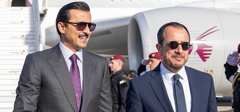 QATAR’S EMIR ARRIVES AT GREEK CYPRUS