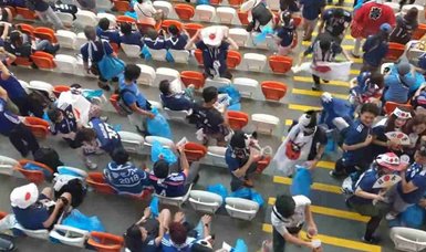 Japanese fans continue to set an example for world not leaving trash behind after matches in World Cup