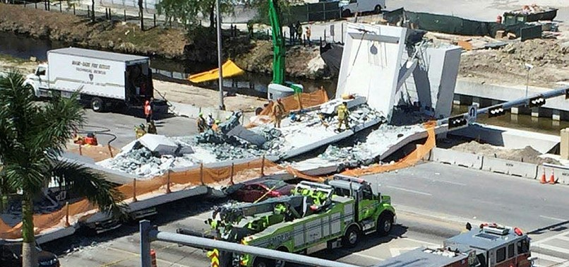 PEDESTRIAN BRIDGE COLLAPSES OVER AT FLORIDA UNIVERSITY; SEVERAL REPORTEDLY DEAD