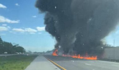 Two dead after jet plane crash lands on Florida highway, collides with vehicle