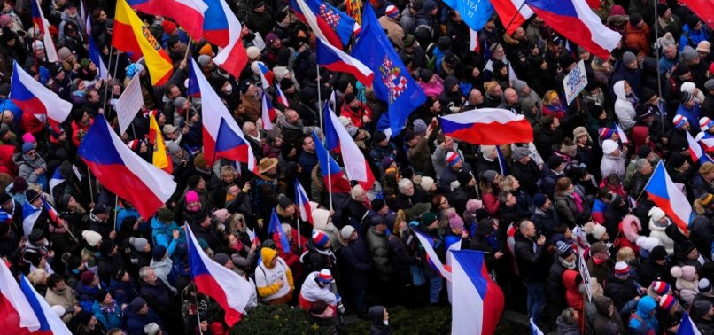 ANTI-GOVERNMENT PROTEST IN CZECH CAPITAL DRAWS THOUSANDS