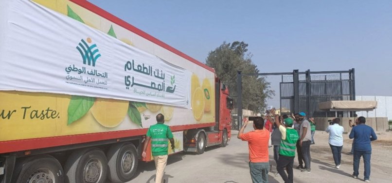 10 TRUCKS LOADED WITH RELIEF AND MEDICAL SUPPLIES CROSSED INTO GAZA AMID ISRAELI ONSLAUGHT