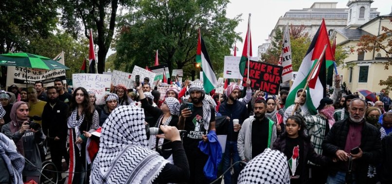 THOUSANDS OF PROTESTERS GATHER IN US CAPITAL WASHINGTON TO SHOW SOLIDARITY WITH PALESTINE