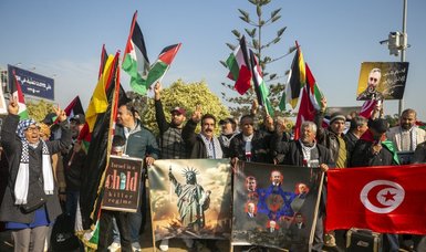 Tunisians demonstrate outside US embassy to demand end to Gaza war