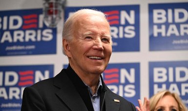 Biden, Harris make joint stop at '24 campaign headquarters to rally staff