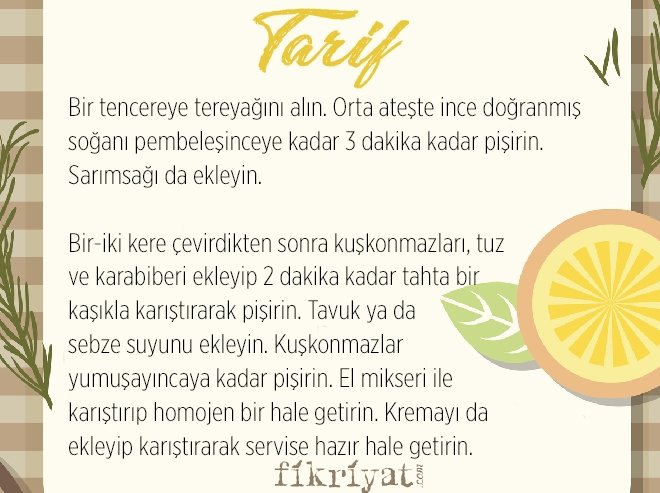 KUŞKONMAZ ÇORBASI TARİFİ