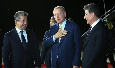 Türkiye’s president arrives in Erbil, northern Iraq, for talks