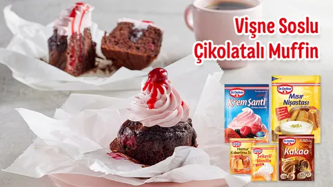 Vişne Soslu Çikolatalı Muffin