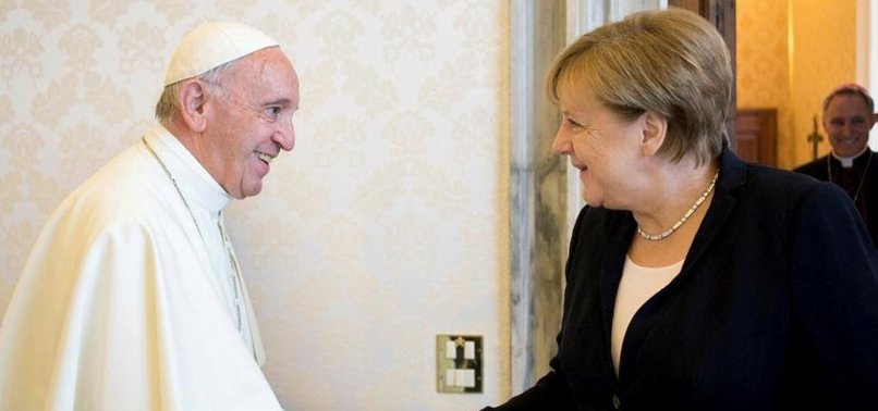 POPE TELLS MERKEL TO KEEP PRESSING FOR INTERNATIONAL COOPERATION