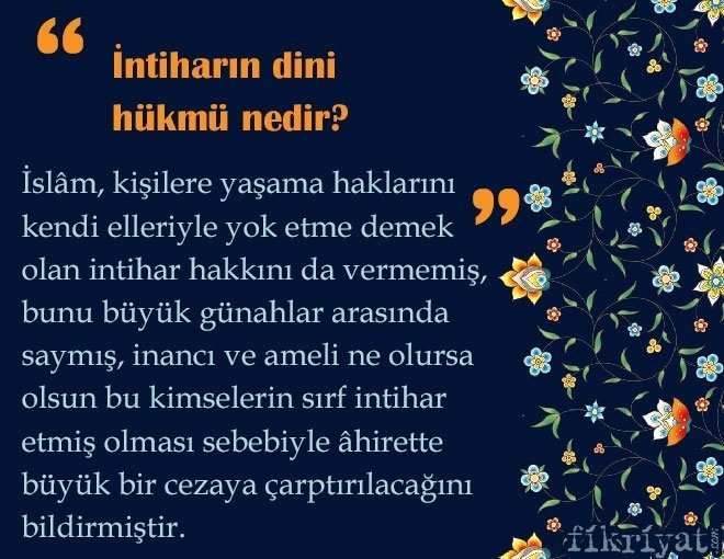İntiharın dini hükmü nedir?