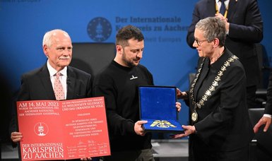 Zelensky accepts Charlemagne prize for Ukrainian people