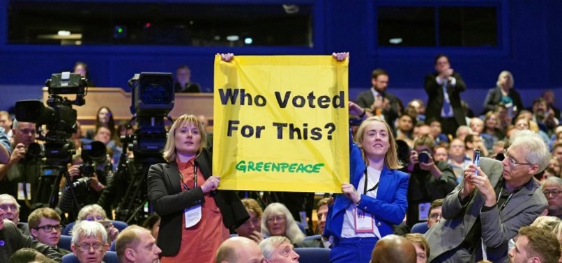 GREENPEACE PROTESTERS DISRUPT BRITISH PM TRUSSS SPEECH