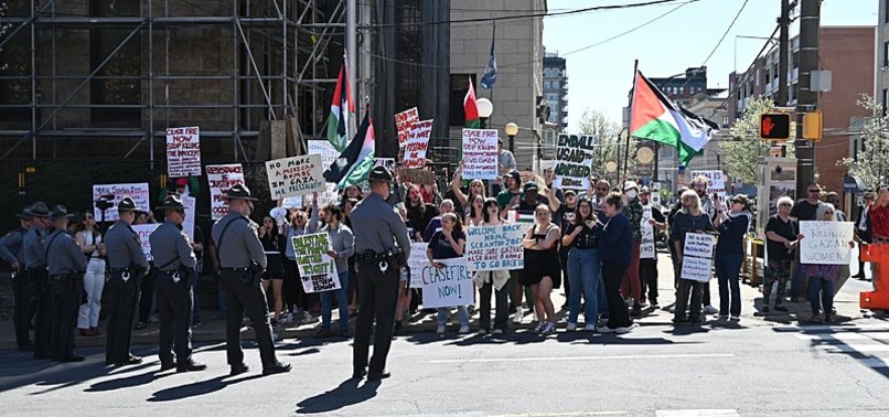 U.S. PRESIDENT FACES PRO-PALESTINIAN PROTEST IN HIS HOMETOWN