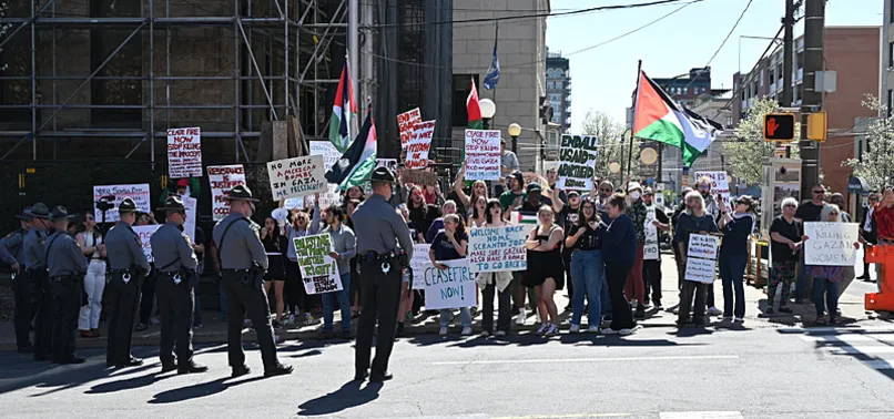 Palestinian Faecs U.S. president faces pro-Palestinian protest in his hometown
