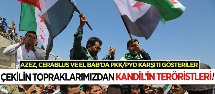 Suriye’de terör örgütü PKK/PYD karşıtı gösteriler yapılıyor