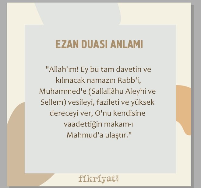 EZAN DUASI ANLAMI