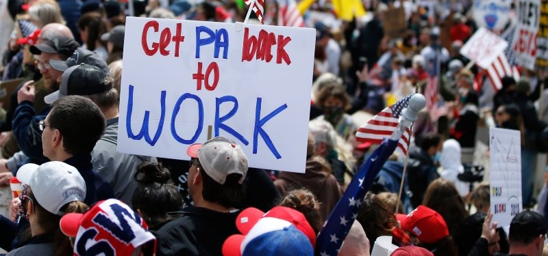 Hundreds protest coronavirus measures in Pennsylvania