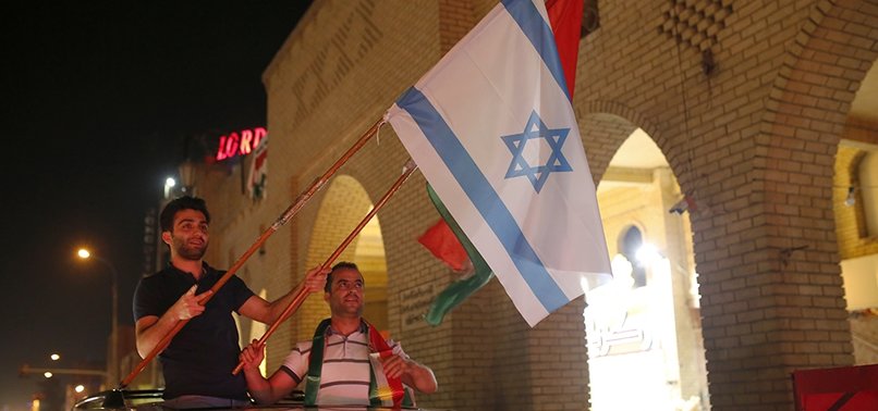 KURDISH RESIDENTS IN IRBIL CELEBRATE KRG REFERENDUM WAVING ISRAELI FLAGS