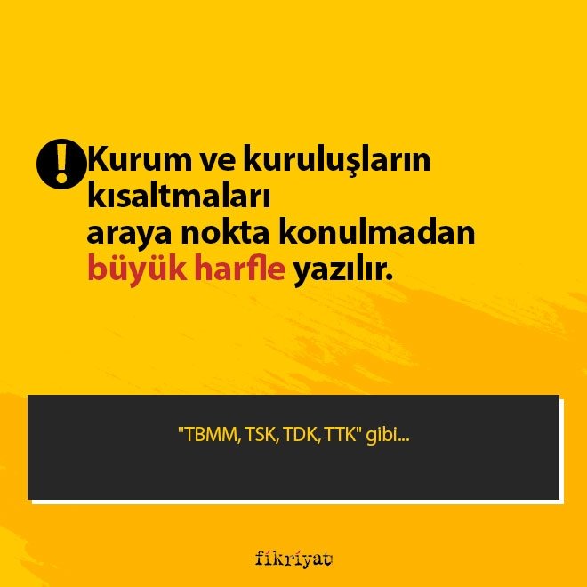 Kısaltmalarla ilgili kurallar