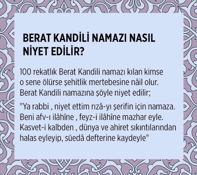 BERAT KANDİLİ NAMAZI NASIL NİYET EDİLİR?