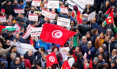Tunisian union holds biggest protest yet against president