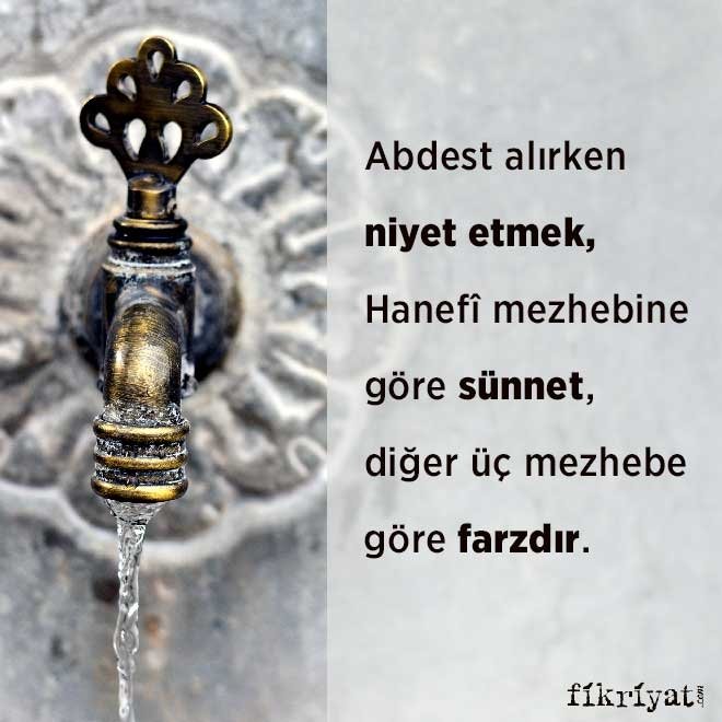 Abdest alırken niyet etmek farz mı?