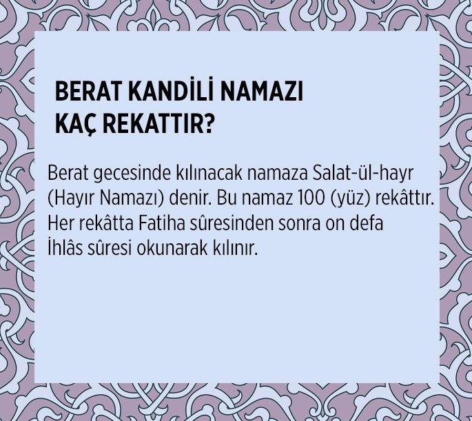 BERAT KANDİLİ NAMAZI KAÇ REKATTIR?
