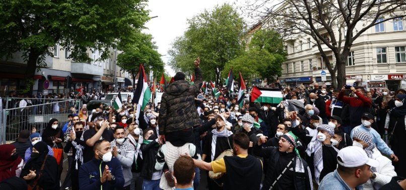 PRO-PALESTINIAN PROTESTERS TAKE TO GERMAN STREETS TO CONDEMN ISRAELI ATROCITIES