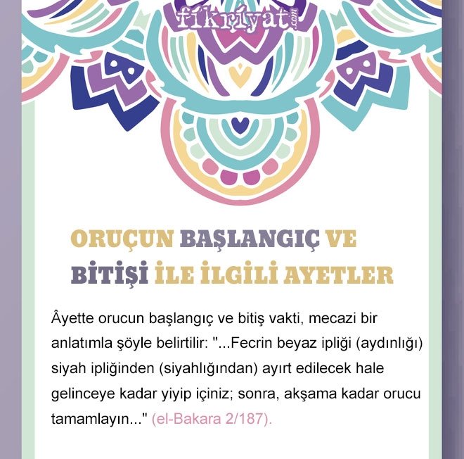 ORUÇUN BAŞLANGIÇ VE BİTİŞİ İLE İLGİLİ AYETLER