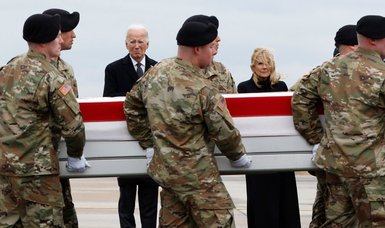 US president attends dignified transfer of 3 US service members killed in Jordan drone attack