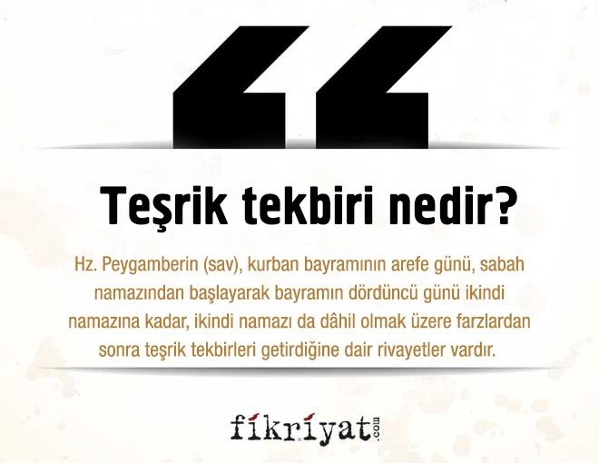 Teşrik tekbiri nedir?