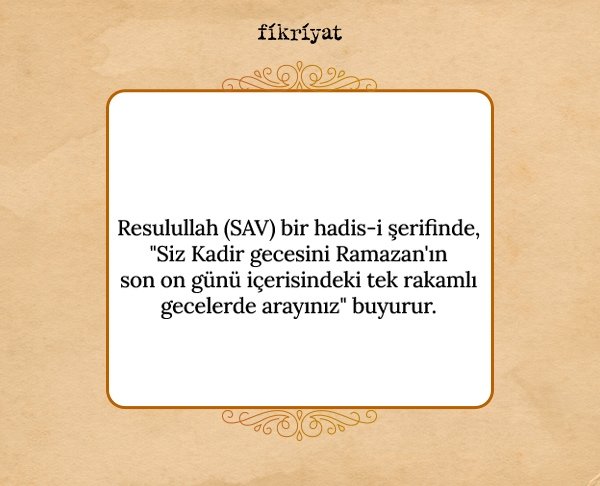 KADİR GECESİ 2025