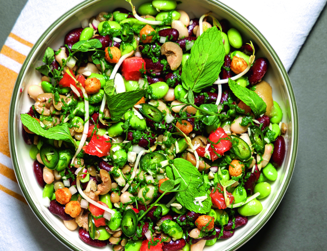 Pesto Soslu Bakliyat Salatası