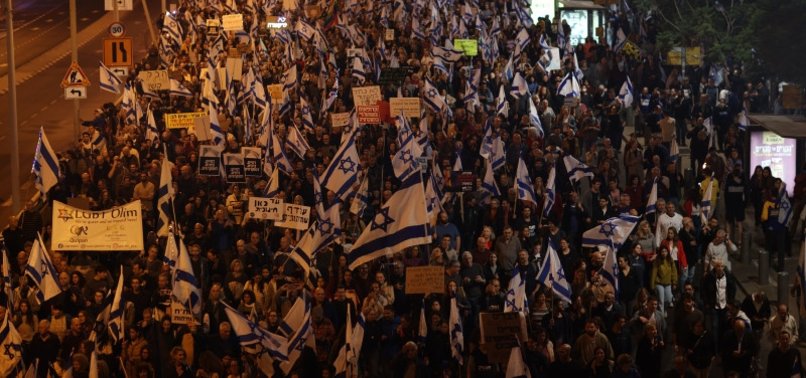 TENS OF THOUSANDS OF ISRAELIS PROTEST AGAINST NETANYAHU GOVERNMENT