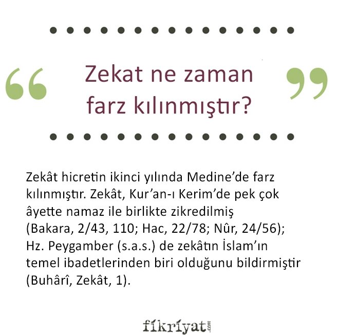 ZEKAT NE ZAMAN FARZ KILINMIŞTIR?