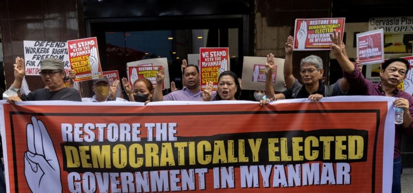 PROTESTERS MARK MYANMAR COUP ANNIVERSARY, JUNTA DUE TO MAKE STATEMENT