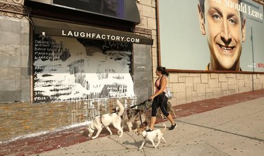 George Floyd mural vandalized outside Laugh Factory in Hollywood