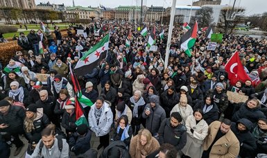 Demonstrators in Sweden rally in support of Palestinians