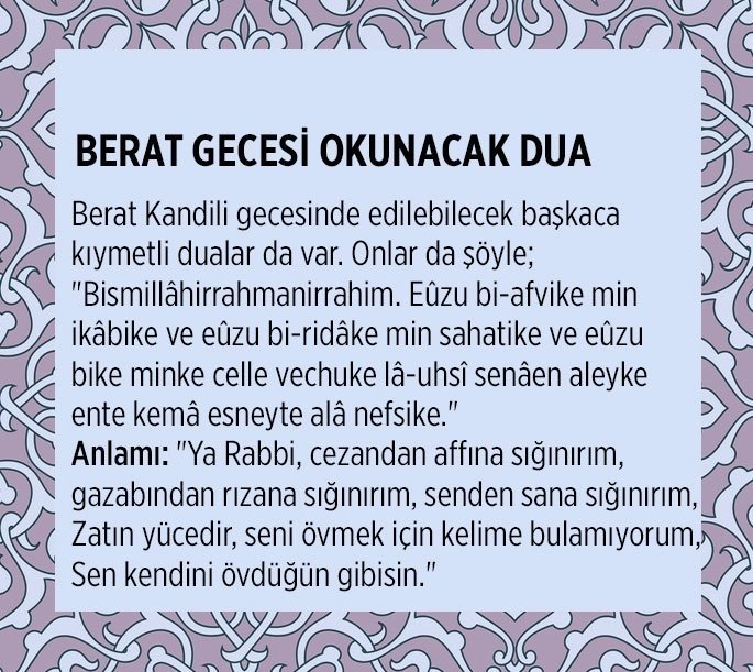 BERAT KANDİLİNDE OKUNACAK DUA