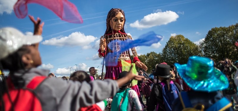 Little Amal, symbol of child refugees, reaches Paris