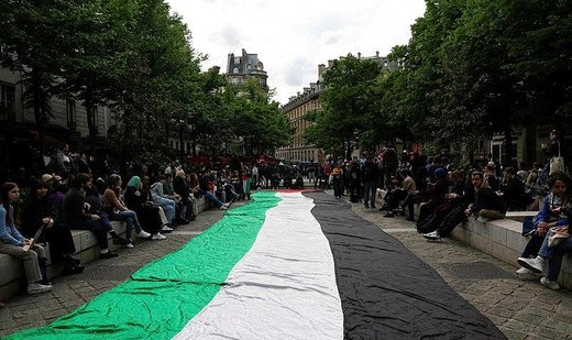 Pro-Palestine students gather near Sorbonne university to protest