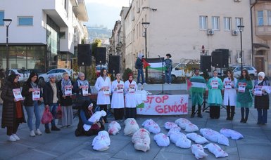 Bosnians stage pro-Palestine rally to draw world attention to situation in Gaza