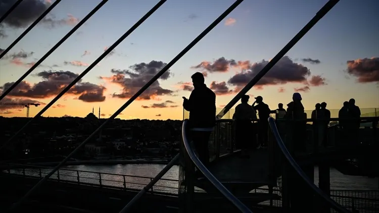 Tourists enjoy sunset in Istanbul’s Karakoy
