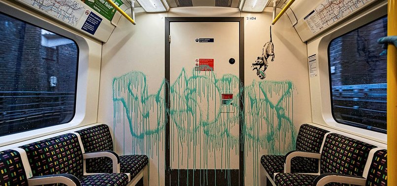 BANKSY CORONAVIRUS GRAFFITI REMOVED FROM LONDON TRAIN