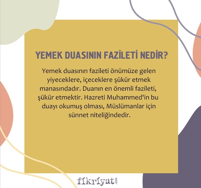 YEMEK DUASININ FAZİLETİ NEDİR?