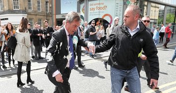 Brexit party leader Farage doused with milkshake while campaigning in Newcastle