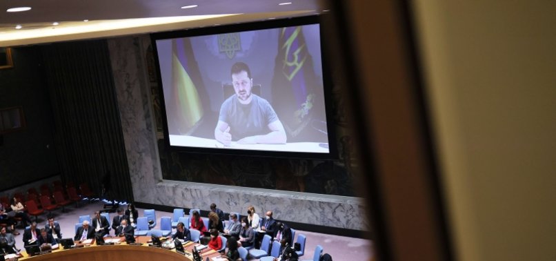 ZELENSKY SAYS RUSSIA WILL DESTROY UN AND SECURITY COUNCIL