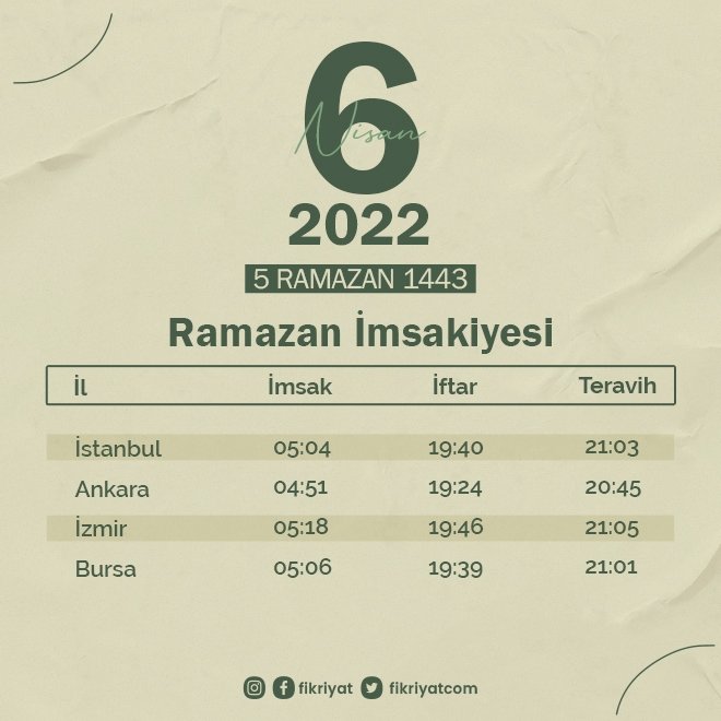2022 İmsakiye
